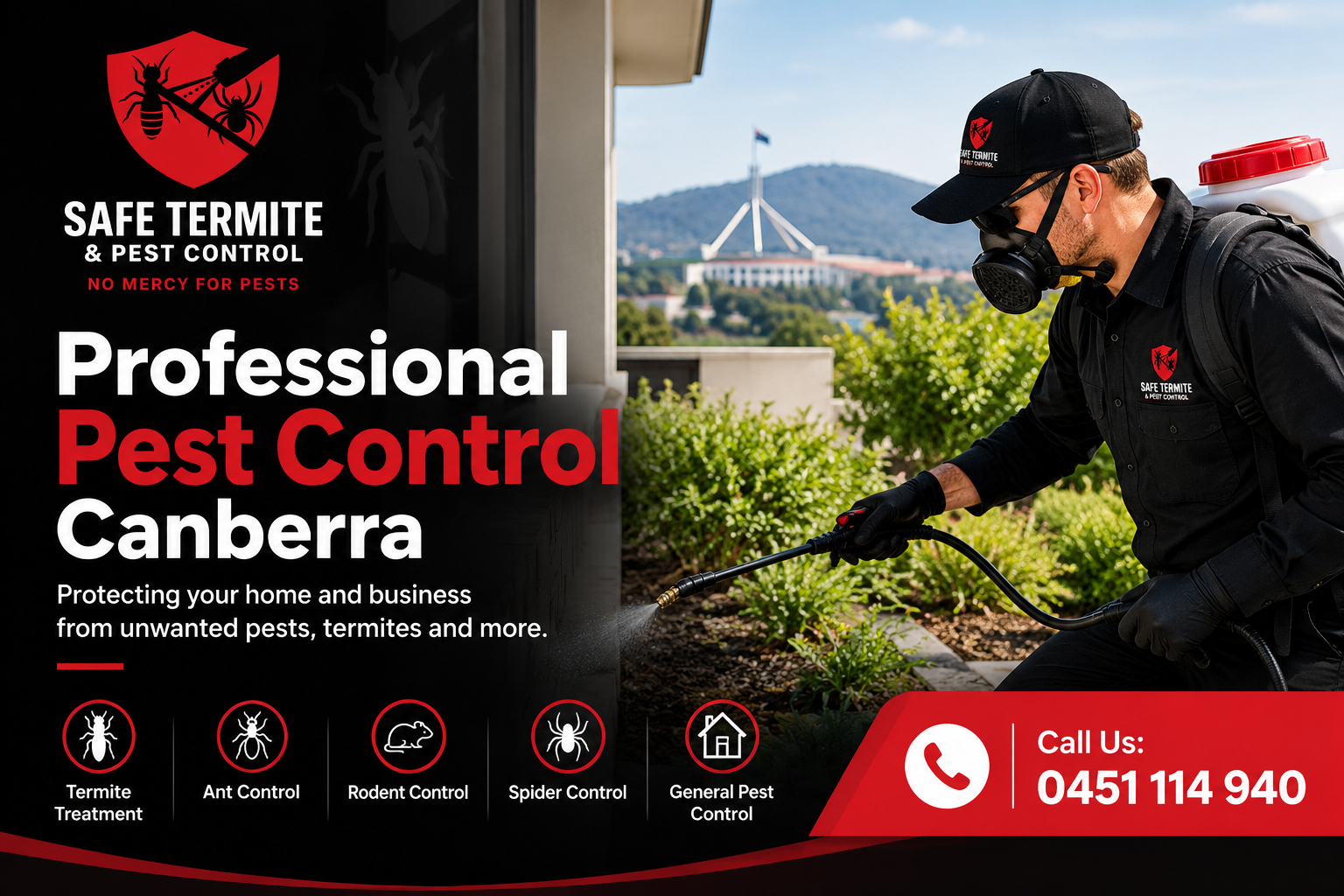 Professional pest control services in Canberra by Safe Termite & Pest Control
