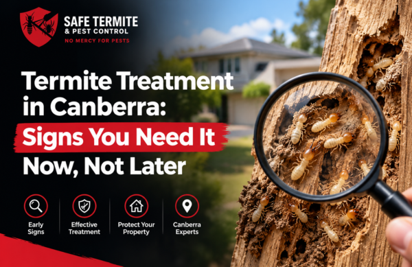 Termite Treatment Canberra by Safe Termite and Pest Control, showing termites and signs of termite damage