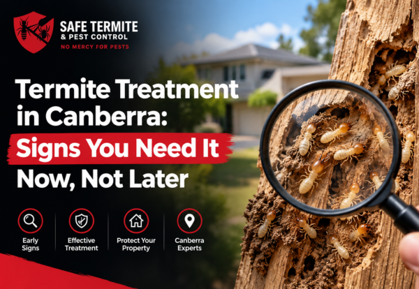 Termite Treatment Canberra by Safe Termite and Pest Control, showing termites and signs of termite damage